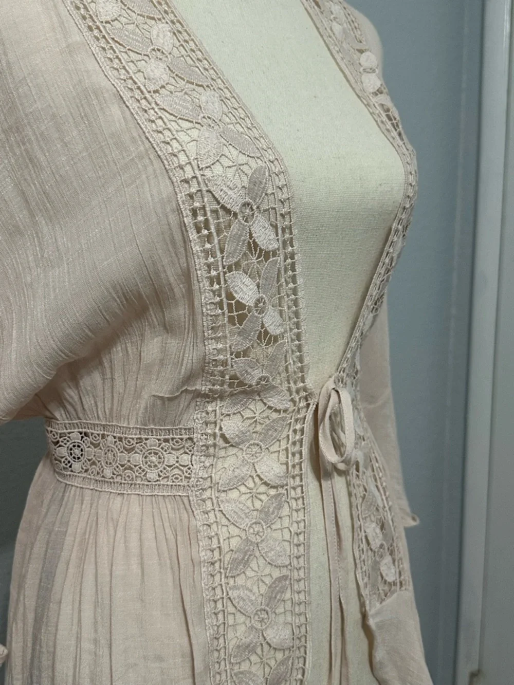 Love Tree Womens Size S Kimono Duster Cover Up Lace Resortwear Beachy Coastal - Picture 4 of 12